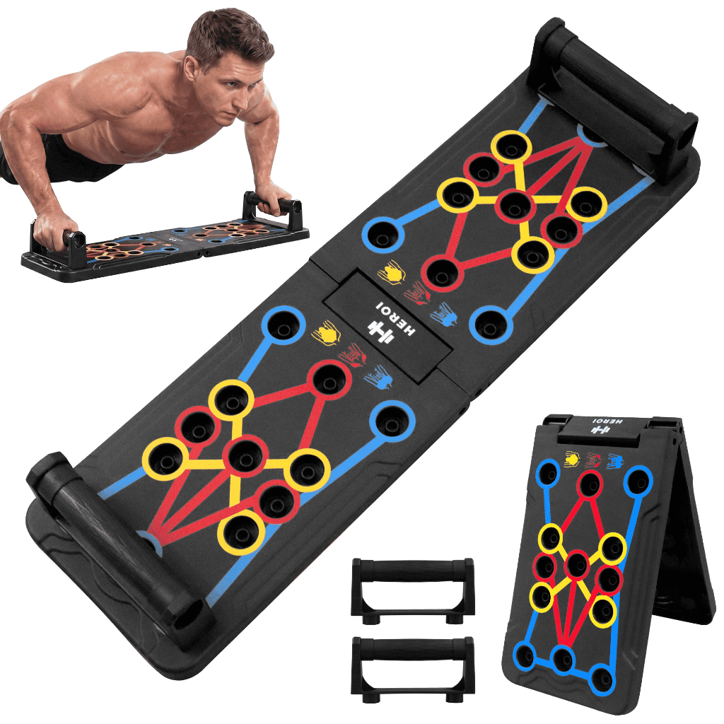 Prancha Flexão HEROI Antiderrapante Dobrável Peito Ombro Costas Tríceps 150kg