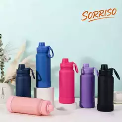 Garrafa Térmica Premium Aço Inoxidável SUS 304 Alça Dobrável - 1000ml/800ml/600ml/350ml NOVO