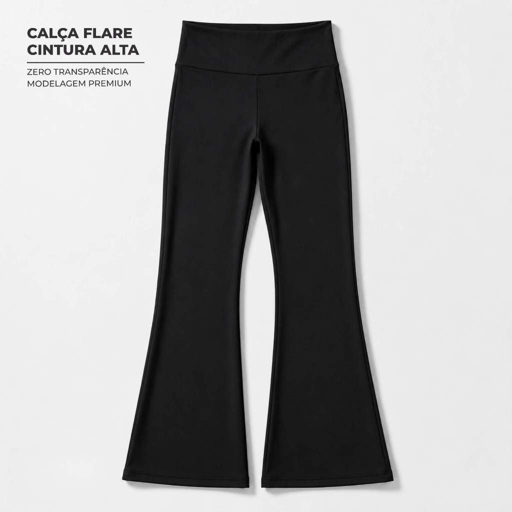 Calça Legging Bailarina Flare Feminina Cintura Alta Boca Sino Suplex Zero Transparência