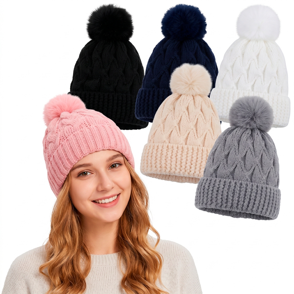 Touca Forrada Pompom Unisex Inverno Adulto Gorro Frio Toca Masculina Feminina Pr