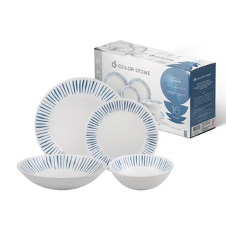Aparelho de Jantar 16 Peças Atlantis Azul para 4 Pessoas Pratos e Bowls Design Moderno
