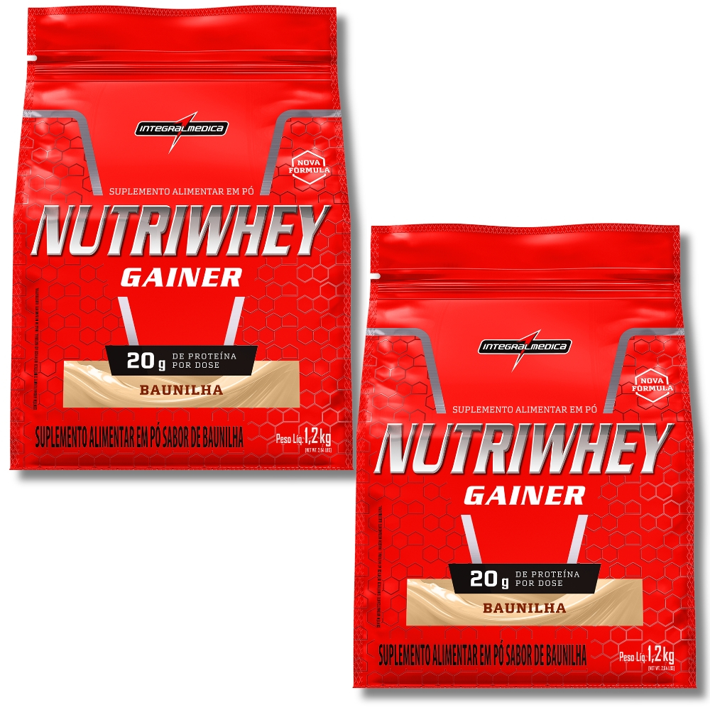 Kit 2x Nutri Whey Gainer 1,2kg Nova Embalagem - Nova Fórmula 20g Proteína Integralmedica