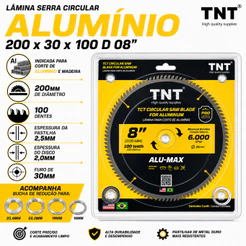 Lamina Serra Circular TNT Alumínio E Madeira 200 x 30 x 100 Dentes Pro Series