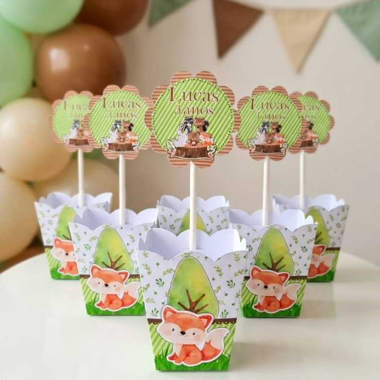 Centro de mesa cachepô personalizado| Bosque encantado | decoração festa mesa de convidados| lembrancinhas