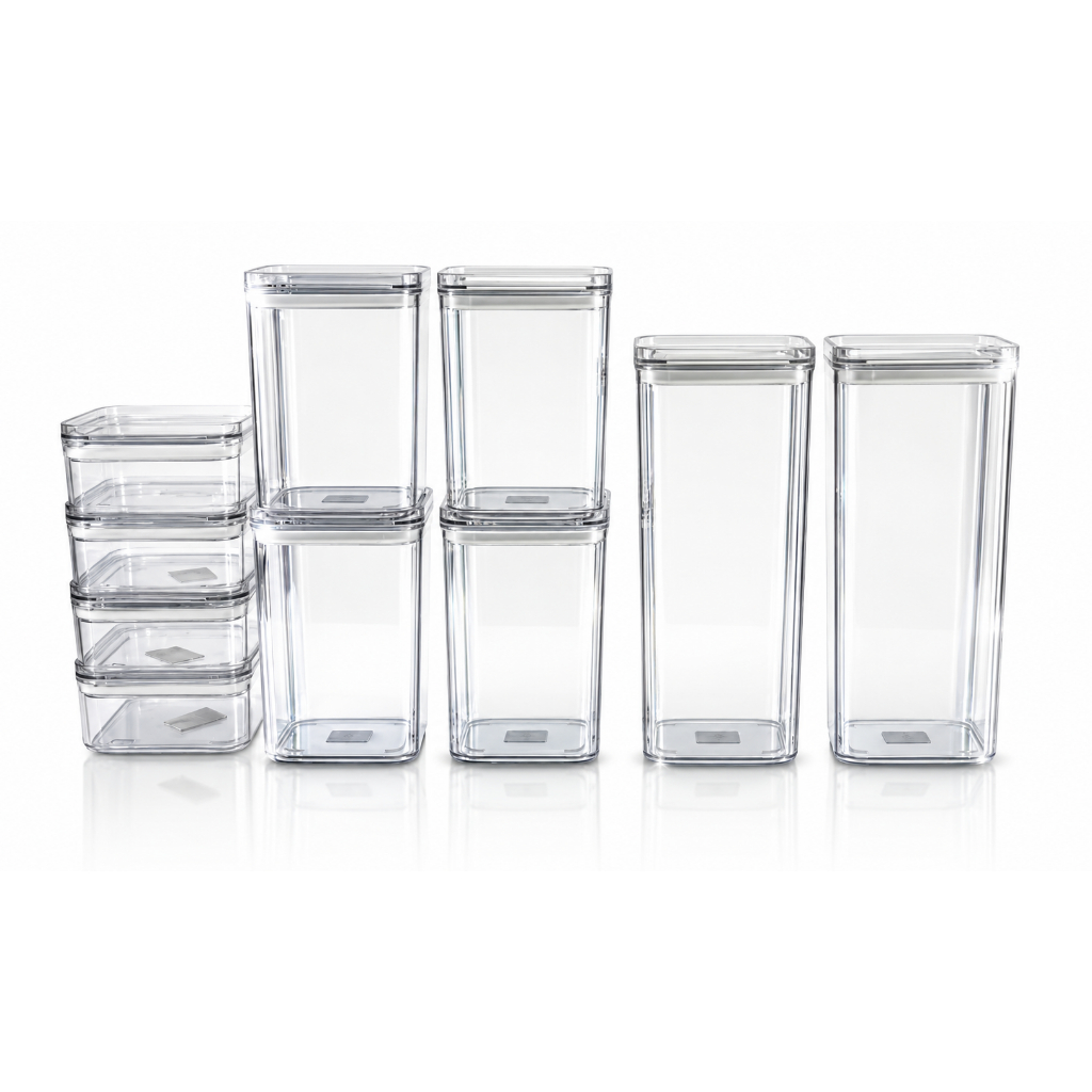 Kit Potes Herméticos Organizador de Mantimentos Transparente Com Trava BPA Free