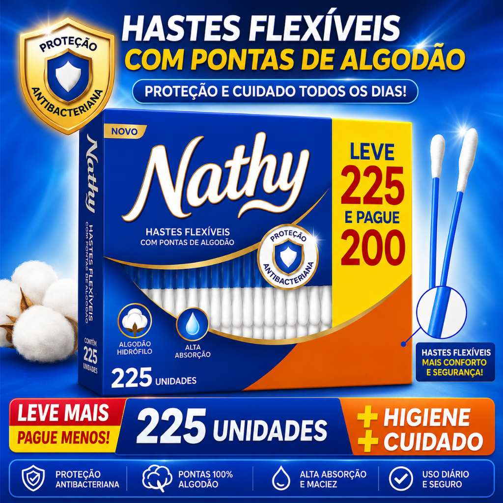 Hastes Flexíveis Cotonetes Para Higiene, Limpeza, Maquiagem 100% Algodao