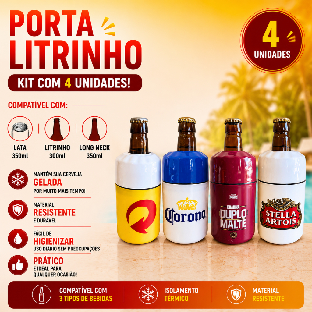 4 Porta Lata 3x1 Suporte Cerveja Térmico Barrigudinha Cracudinha Romarinho Piriguete Gorduchinha