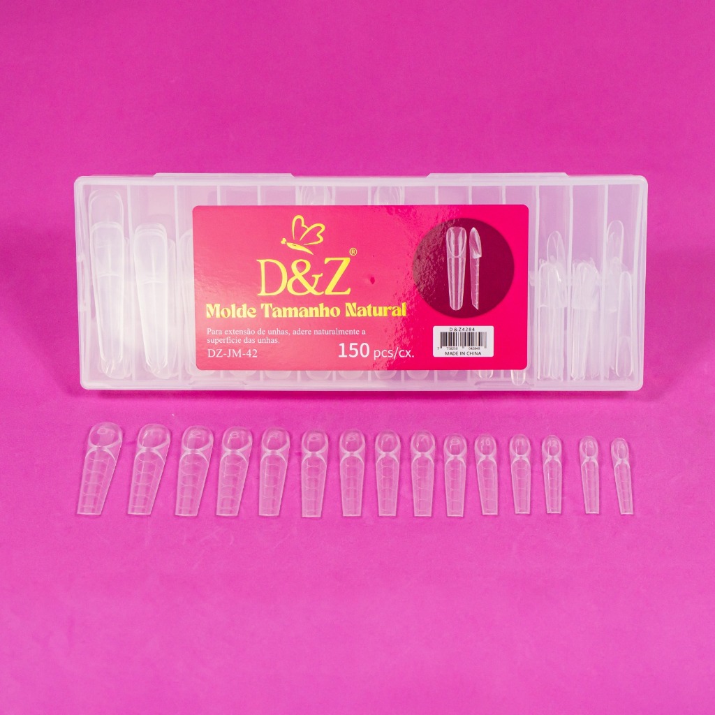 Molde F1 D&Z Reversa Mandorla Transparente 150 Unidades para Alongamento de Unhas