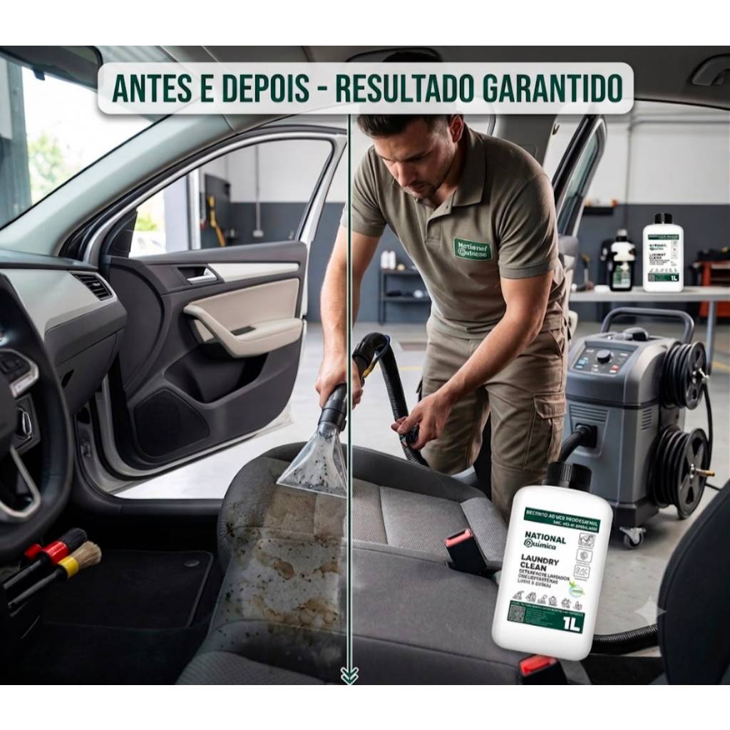 Laundry Clean National Química 1L O Segredo Dos Lava Car Para Renovar Bancos E Tirar Manchas De Caneta E Óleo