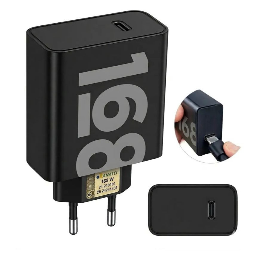 Carregador Turbo 168W Compativel Motorola Tipo C 6.5A Turbo Power Fonte e Cabo Bivolt