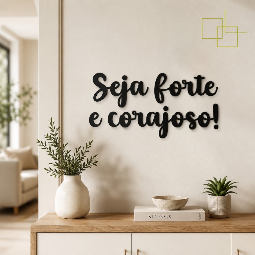 Frase decorativa de Parede Seja forte e corajosa religioso motivacional de Decoração 3mm Casa Sala Quarto Cabeceira MDF