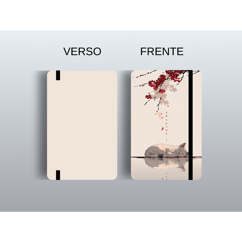 Caderno Sketchbook A5 com Capa Dura Resistente Gato Oriental