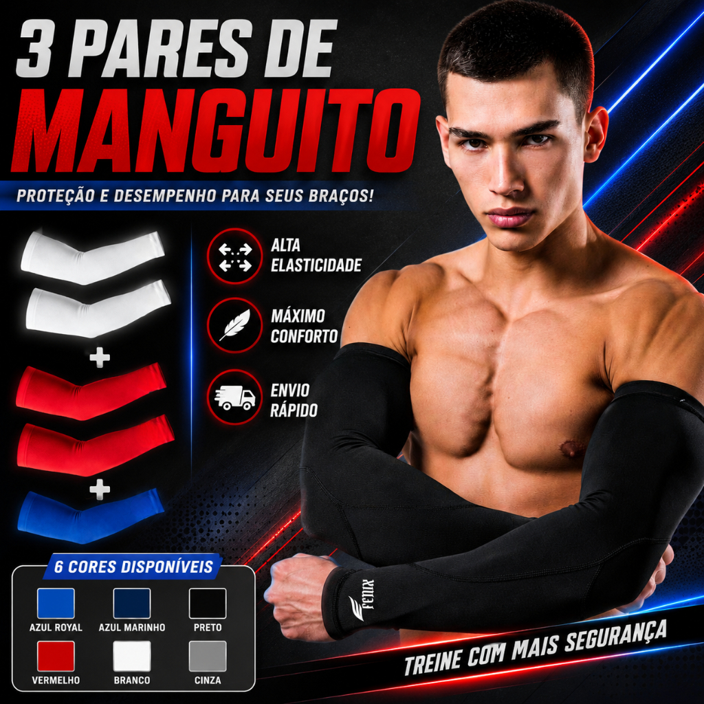 Kit 3 Par Manguito Térmico Proteção Solar UV50+ Segunda Pele uv unissex Manga Longa de Braço