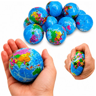 Bolinha Anti Stress Globo Terrestre Mapa Mundi Macia Apertável Squishy Bola da Terra Espremível