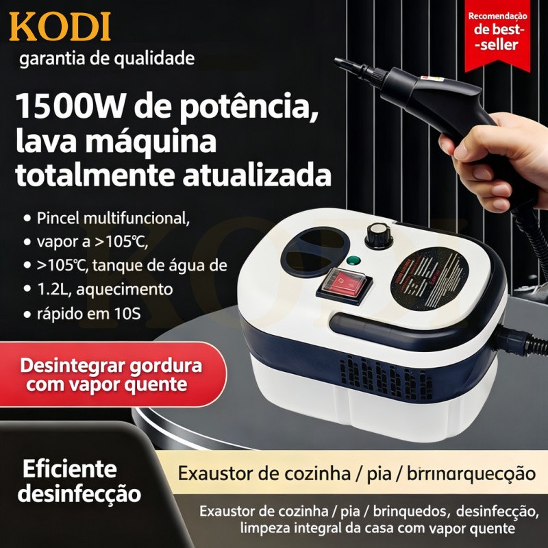 Máquina de Limpeza a Vapor Potente 1500W Bivolt, Alta Temperatura para Limpeza Profunda e Desinfecção Completa-D14