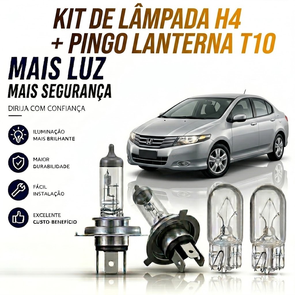 Lampada farol BAIXO / ALTO + LANTERNA CITY 2009 ATÉ 2014