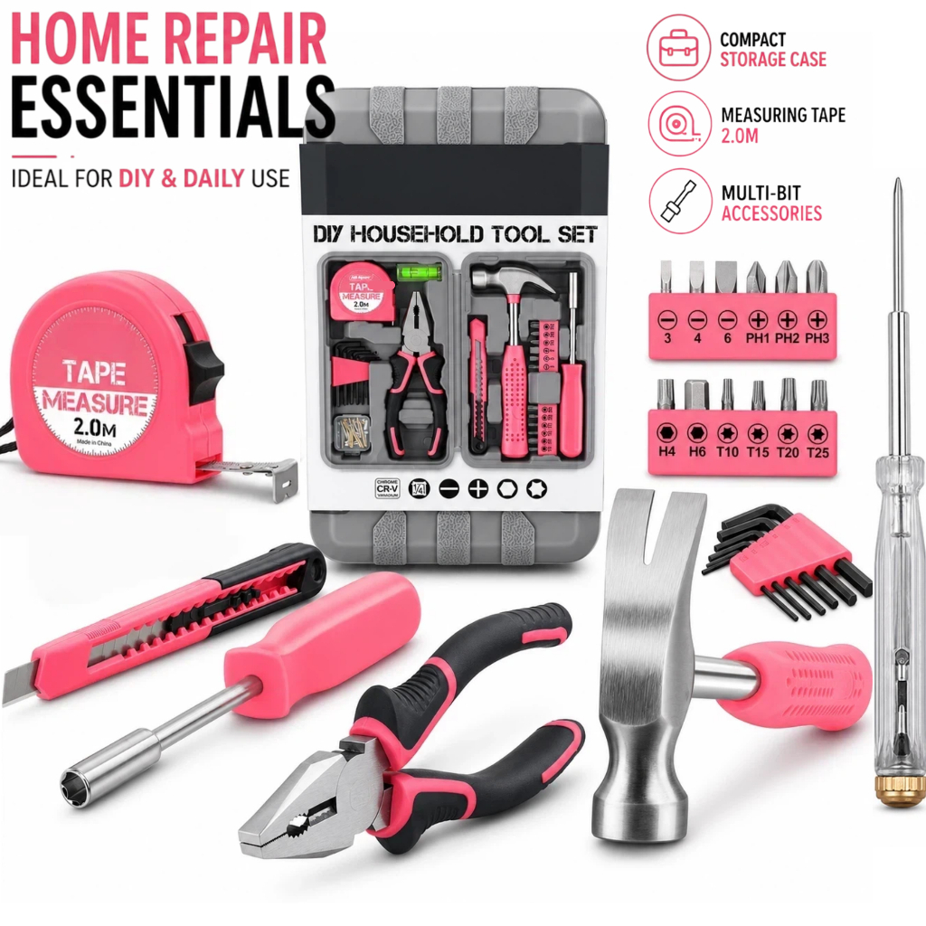 Kit jogo de Ferramentas 13/24 Peças Multifuncional Portátil Completo para Reparos em Casa e no Trabalho