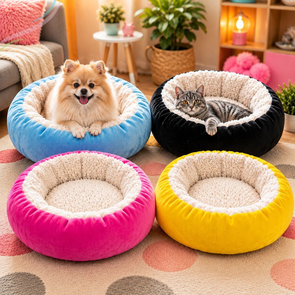 Caminha Redonda Pets Sherpa para Cães e Gatos Macia Quente Confortável Pele de Carneiro Cama Pet