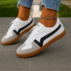 Tênis Feminino Casual Retrô Vintage Sola Reta Leve Confortável para Dia a Dia