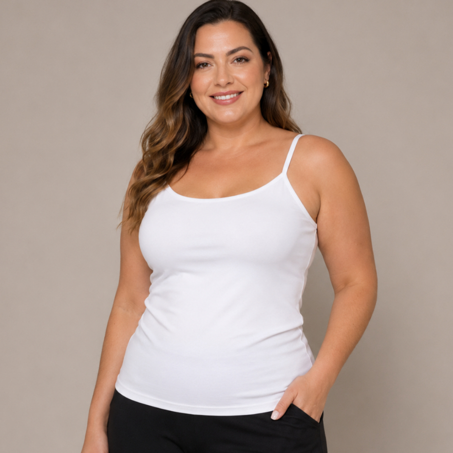 Regata Feminina Plus Size Básica Alças Largas Confortável Envio Imediato