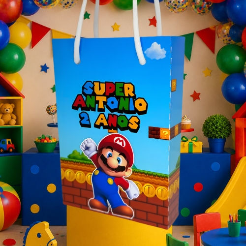 Sacolinha Personalizada Super Mario Pegue e Monte para festas lembrancinhas personalizados, mimos