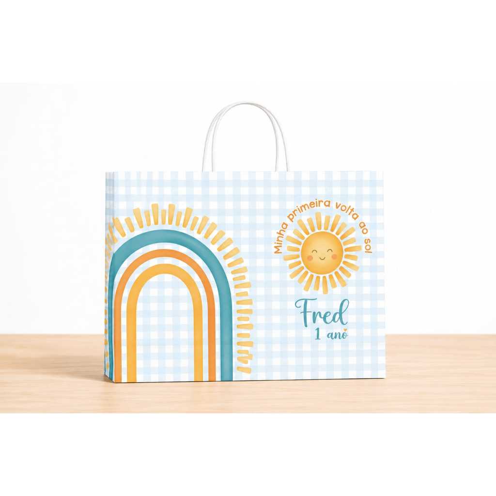 Kit Sacolinha Personalizada primeira volta ao sol – Pegue e Monte/ aniversário - lembrancinha