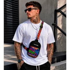Shoulder Bag Transversal Bolsa Masculina Versatil Pratica Leve Grafite Com Alça Regulável