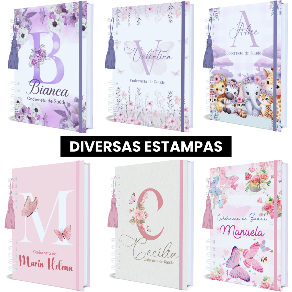 Caderneta De Vacinação Menina Infantil Personalizada Atualizada Com Nome Bebe Saúde