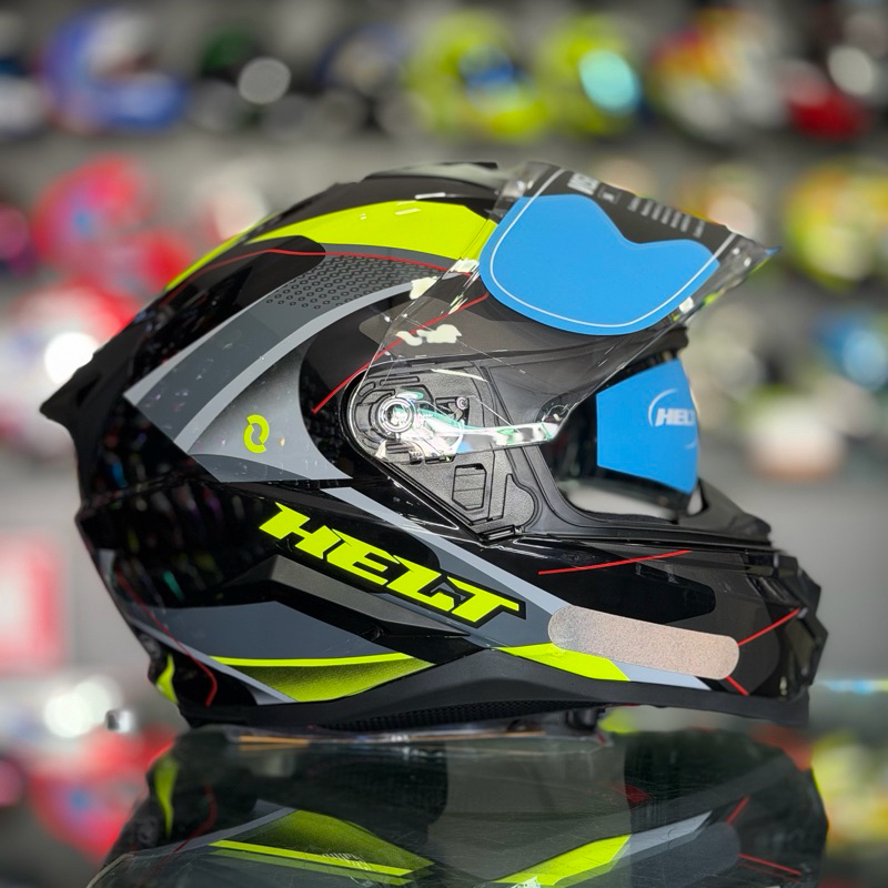 Capacete Helt Tracker Glass C/oculos interno preto verde