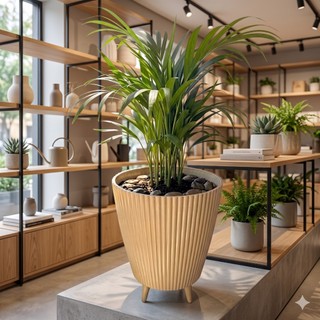 Vaso para Planta Canelado 34x26 Coluna Decorativo Jardim Sala Moderno Resistente