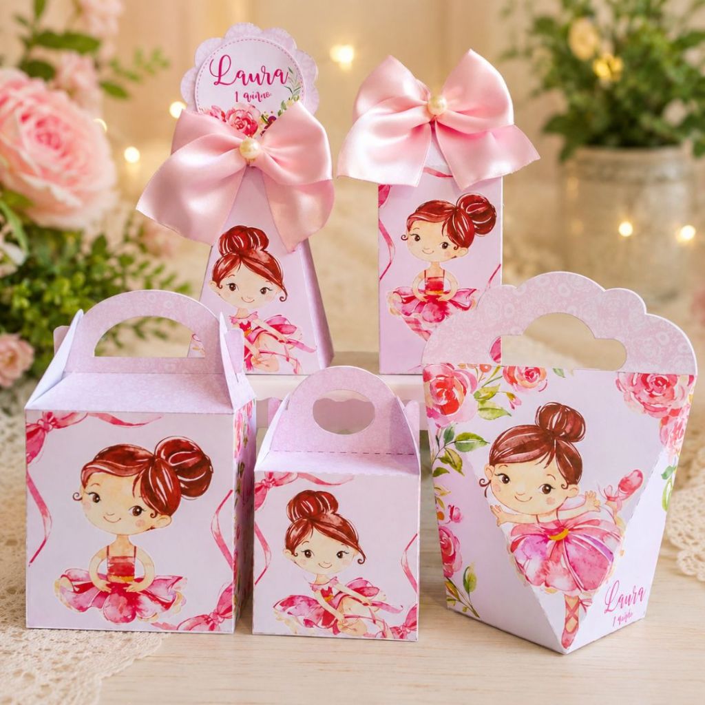 Kit Festa Bailarina | Lembrancinhas | Caixas Personalizadas | Personalizados Para Aniversário Infantil - PEGUE E MONTE