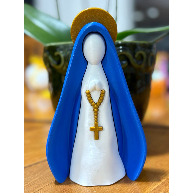 Imagem Nossa Senhora Aparecida 16cm em Impressão 3D Decorativa Católica Presente Religioso