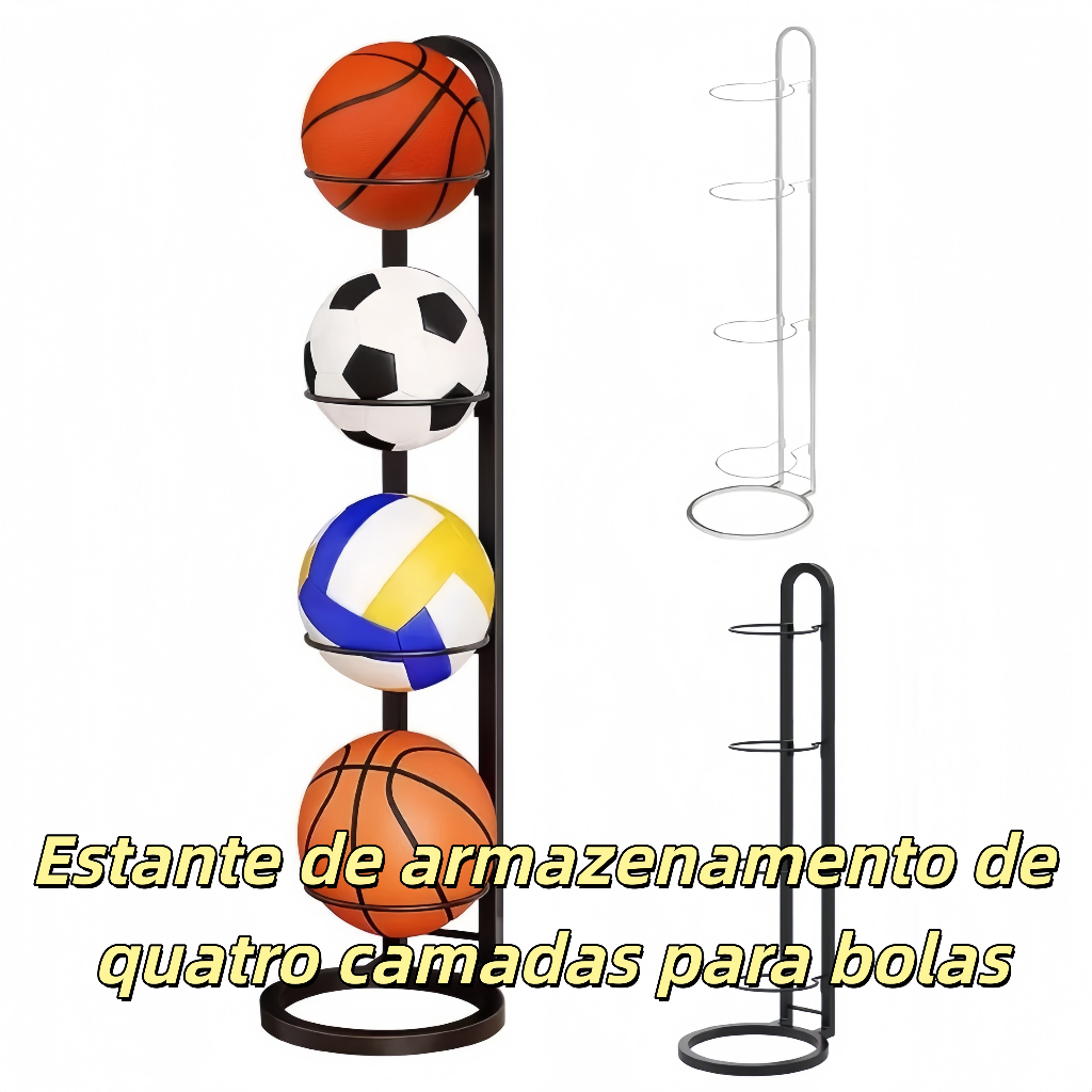 Suporte Organizador Esportivo 4 Camadas Vertical Futebol Basquete Armazenamento