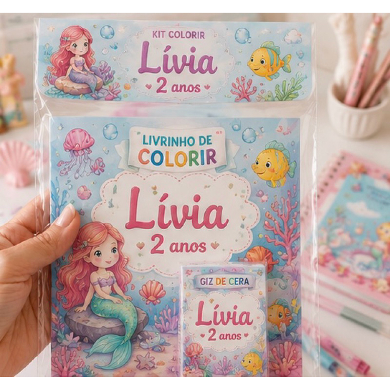 kit 10/20/30 Livrinho para Colorir Personalizado com Giz de Cera Qualquer Tema Lembrancinha Aniversário Infantil
