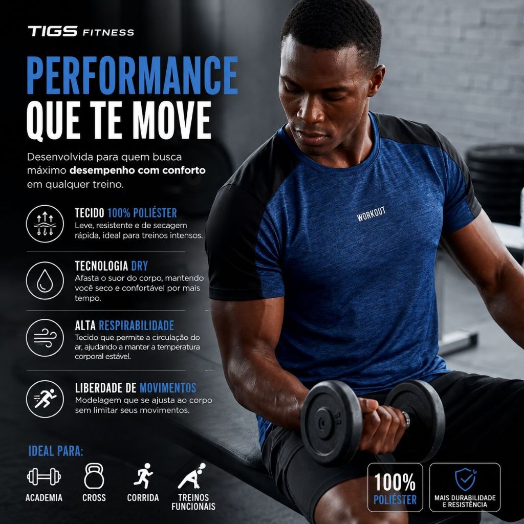 Kit 2 Camisetas Masculinas Esportivas Academia Dry Fit Manga Curta Treino Poliester Premium P ao G3