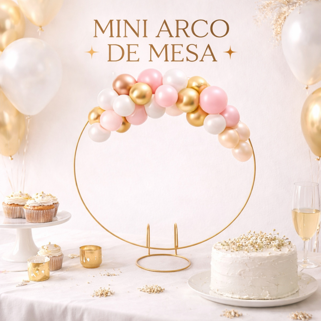 Mini Painel Arco Redondo Suporte para Decoração de Festa e Mesa Dourado