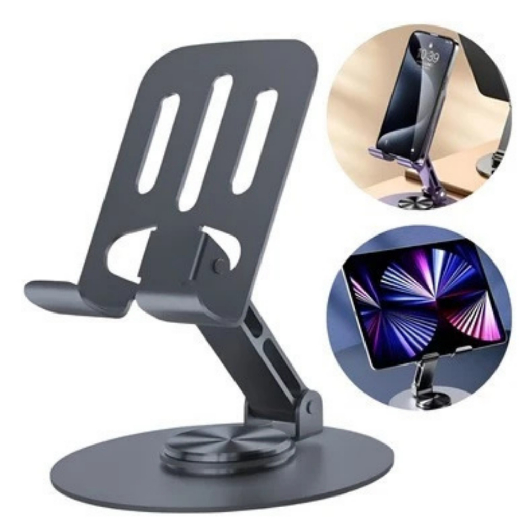Suporte de Mesa para Celular/Tablet Alumínio Super Resistente + Rotatória 360º Ajustável