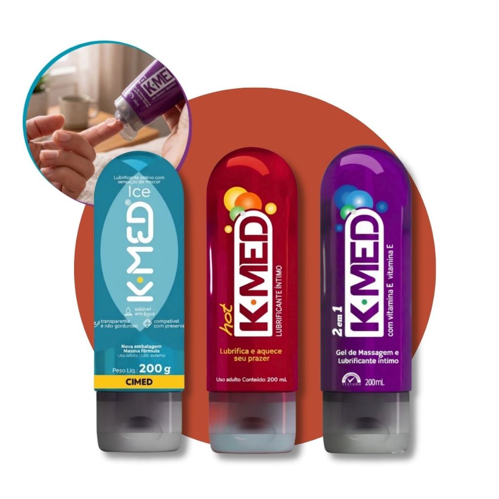 Gel Lubrificante Íntimo K-Med 2 em 1 Hot Ice 203g Sex Shop a Base de Água Gel de Massagem