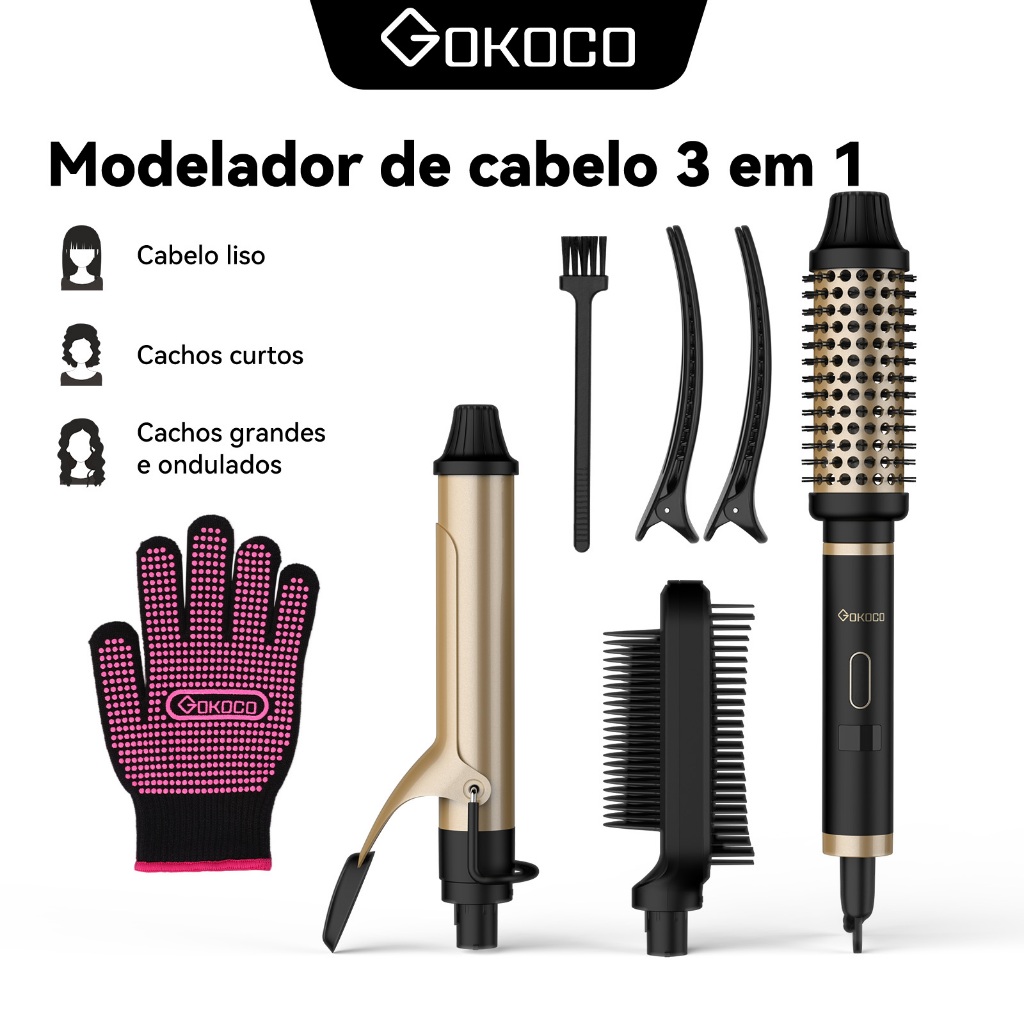 GOKOCO 3 Em 1 Multifuncional Paramodelar Modelador De Cachos Aparelho Cabelo lis