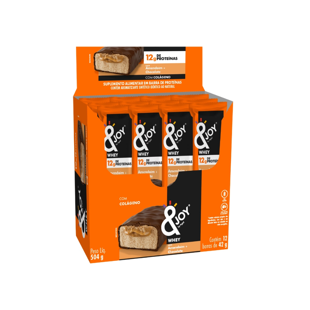 Caixa 12un Barra Proteína Whey 35G  Enjoy  Amendoim + Chocolate