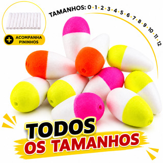 BOIA DE ISOPOR PARA PESCA LAMBARI - N° 0 ATÉ N° 12 - COR ALEATÓRIA- COM 05 ou 10 UNIDADES PESCARIA TILAPIA PACU PEIXE