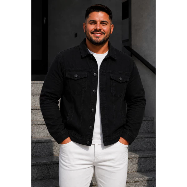 Jaqueta Plus Size Masculina Jeans Sarja Fit Colorida Casual