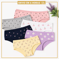 Kit 10 Calcinhas de Algodão Juvenil para Meninas ou 5 Calcinhas Roupa Íntima Infantil