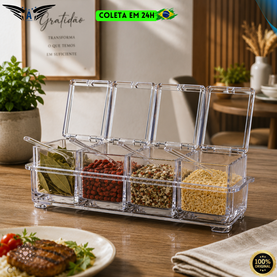 Porta Temperos TOP CHEF Organizador Suspenso Parede Armário Suporte Potes Condimentos na Cozinha