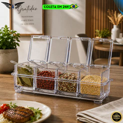 Porta Temperos TOP CHEF Organizador Suspenso Parede Armário Suporte Potes Condimentos na Cozinha
