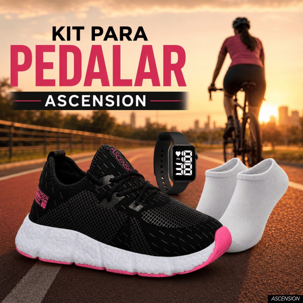 Tênis Feminino para Pedalar Andar de Bike Leve Ciclismo Confortável Kit C/ Meias E Relógio