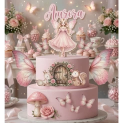 Topo de Bolo Personalizado Jardim Encantado Fadas - Nome e Idade