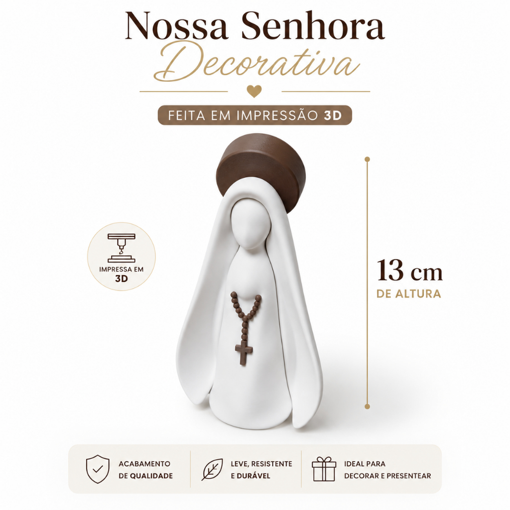 Escultura Nossa Senhora Aparecida Decoração Religiosa Moderna Presente Católico Decoração Minimalista 3D