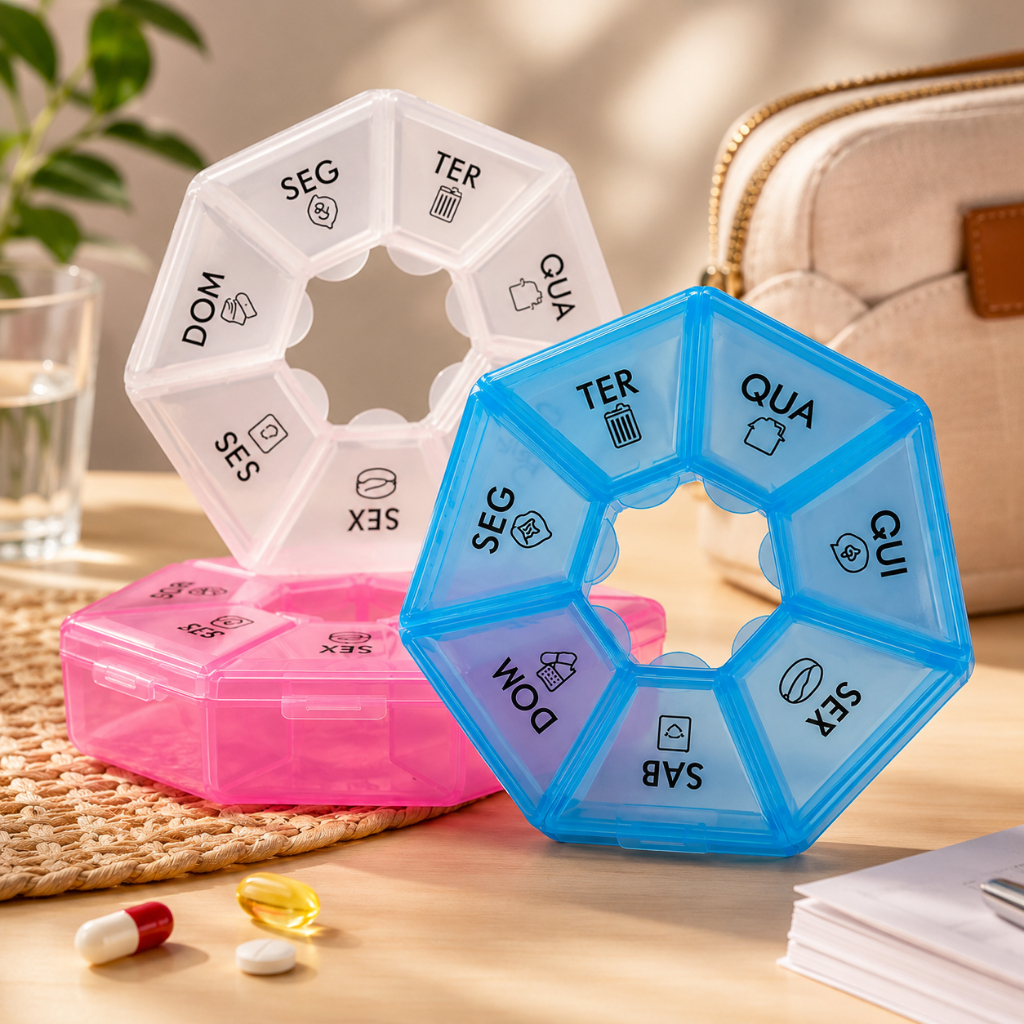 Porta Remédios Semanal Organizador de Comprimidos Portátil ENVIO