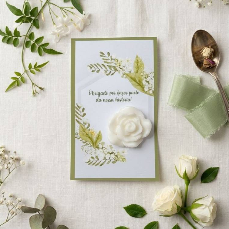 Kit Mini Sabonete Perfumado Formato Rosa – Lembrancinha para Casamento, Noivado e Eventos